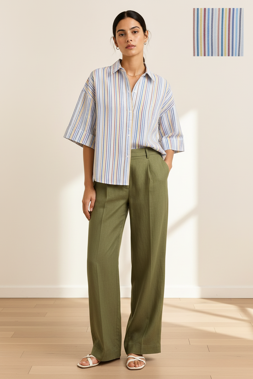 Women Multi Stripe Boxy Fit Shirt
