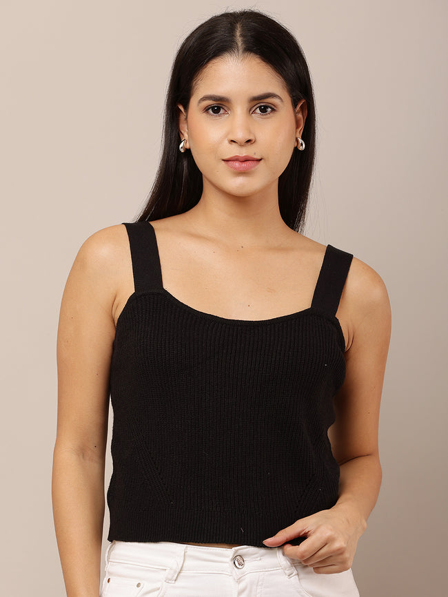 Women Sleeveless Ribbed Red Tank Top