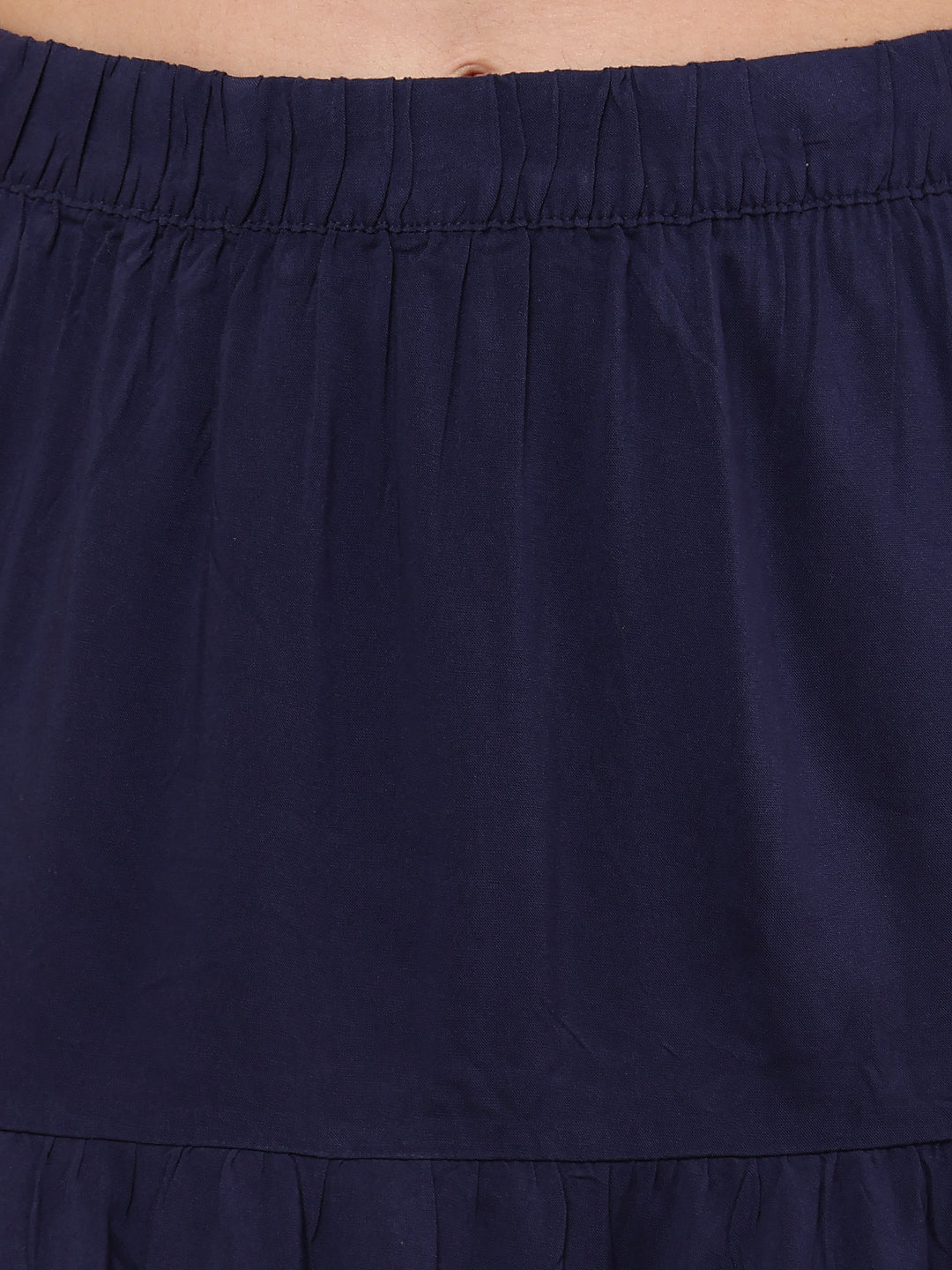 Women Dark Blue Tiered Mini Skirt