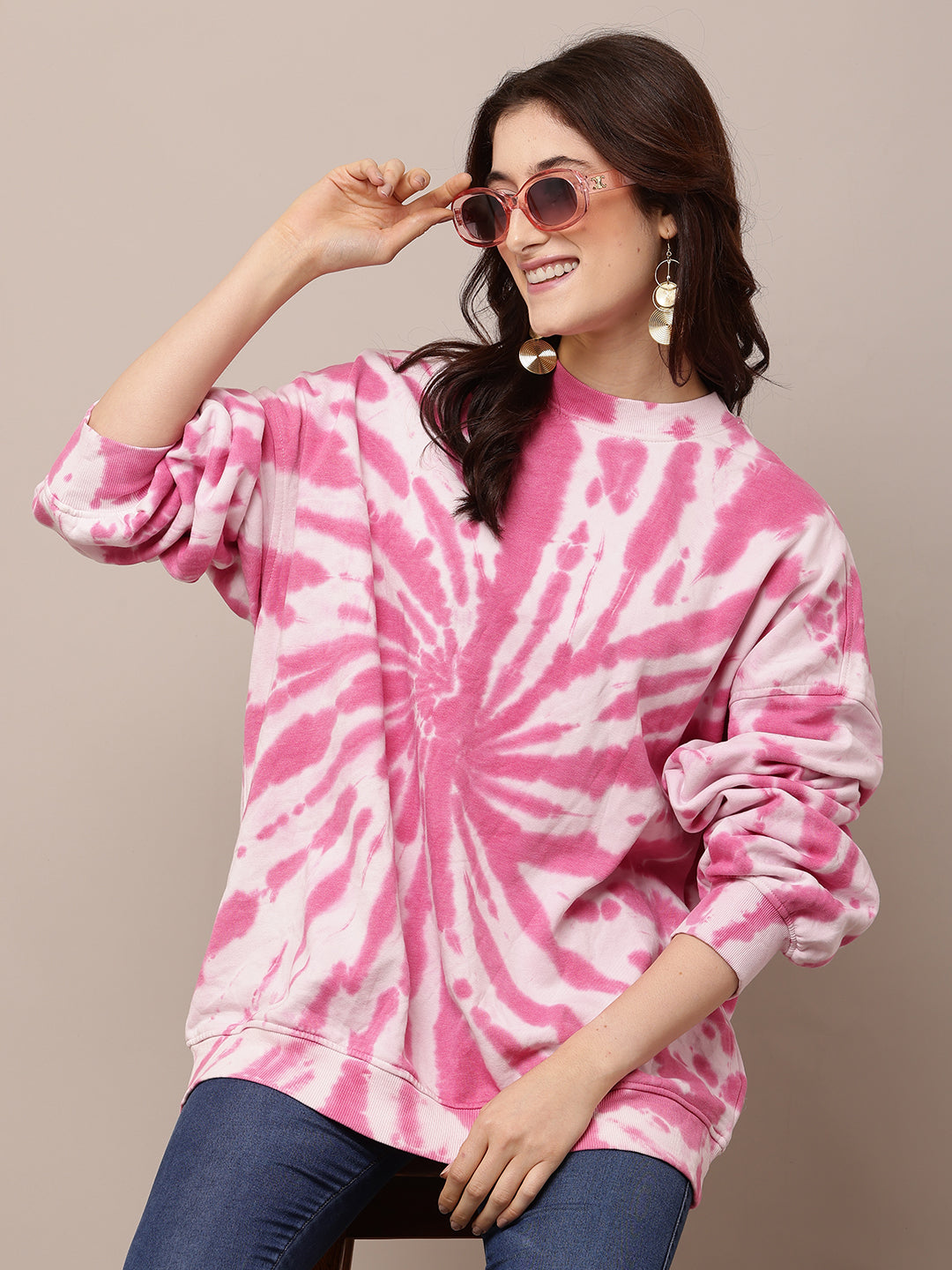 Women Tie-Dye Turtle Neck Oversized Sweatshirt