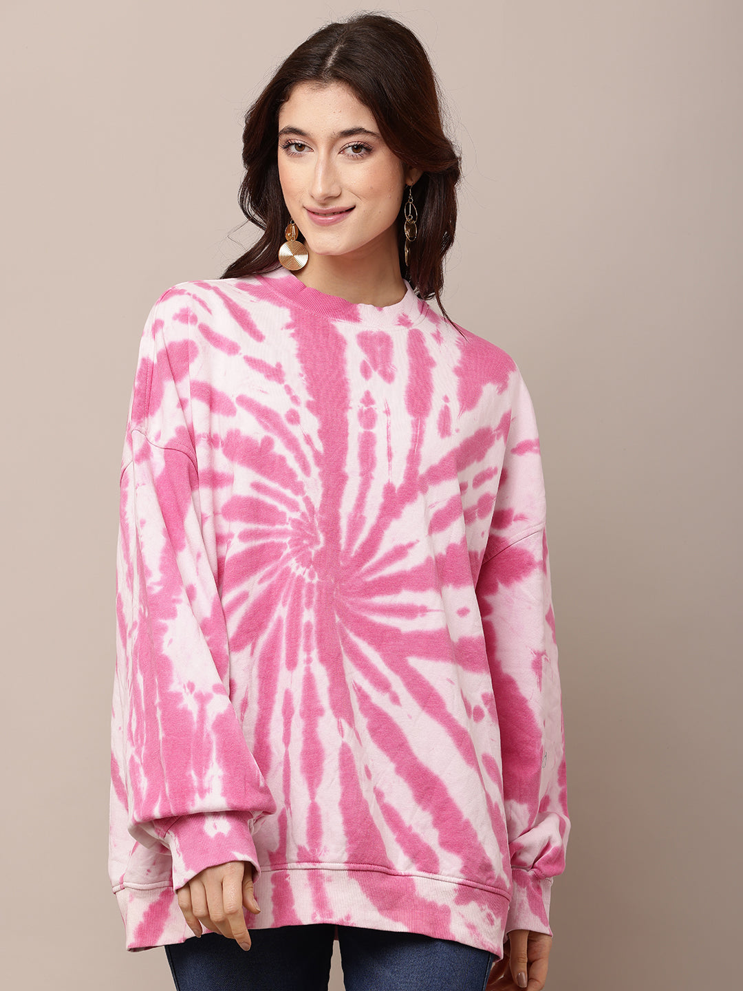 Women Tie-Dye Turtle Neck Oversized Sweatshirt