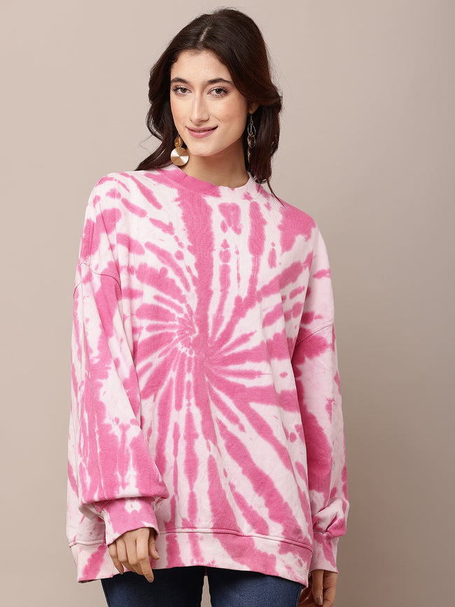 Women Tie-Dye Turtle Neck Oversized Sweatshirt