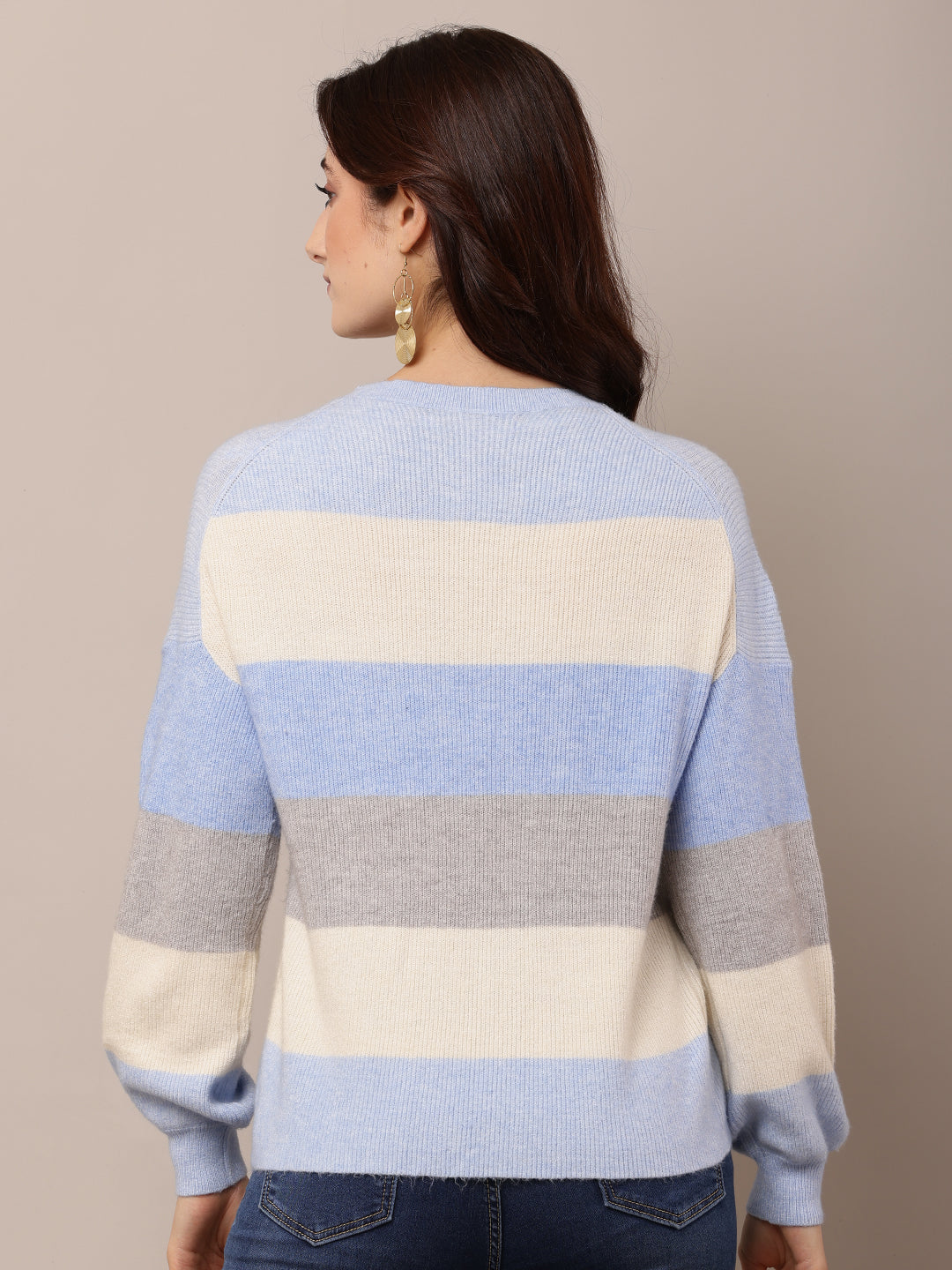 Women Multicolour Striped Viscose Sweater
