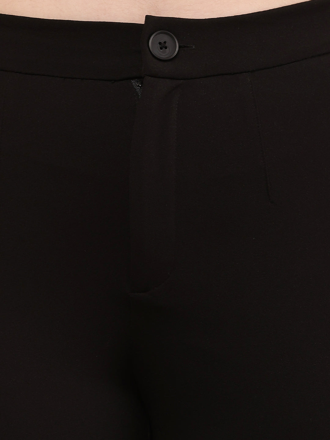 Women Black Wide Leg Elastic Waist Trouser