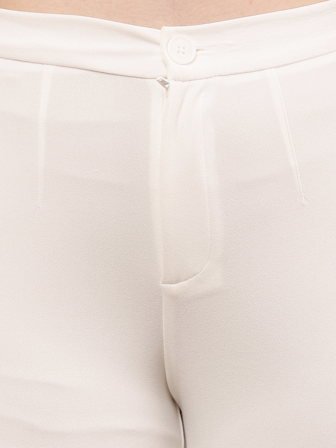 Women Off-White Wide Leg Elastic Waist Trouser