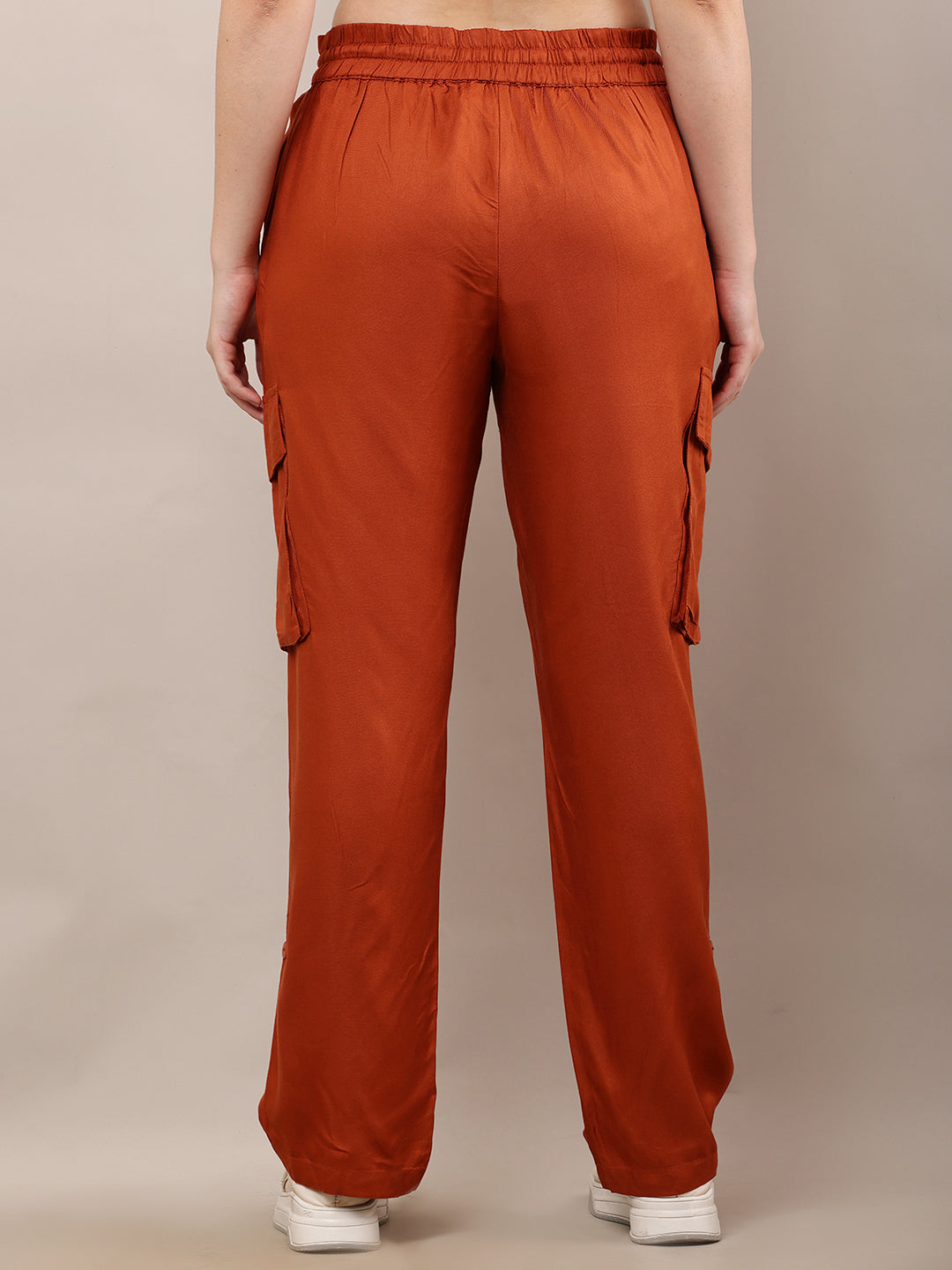Women Brown Full Length Drawstring Waist Trouser