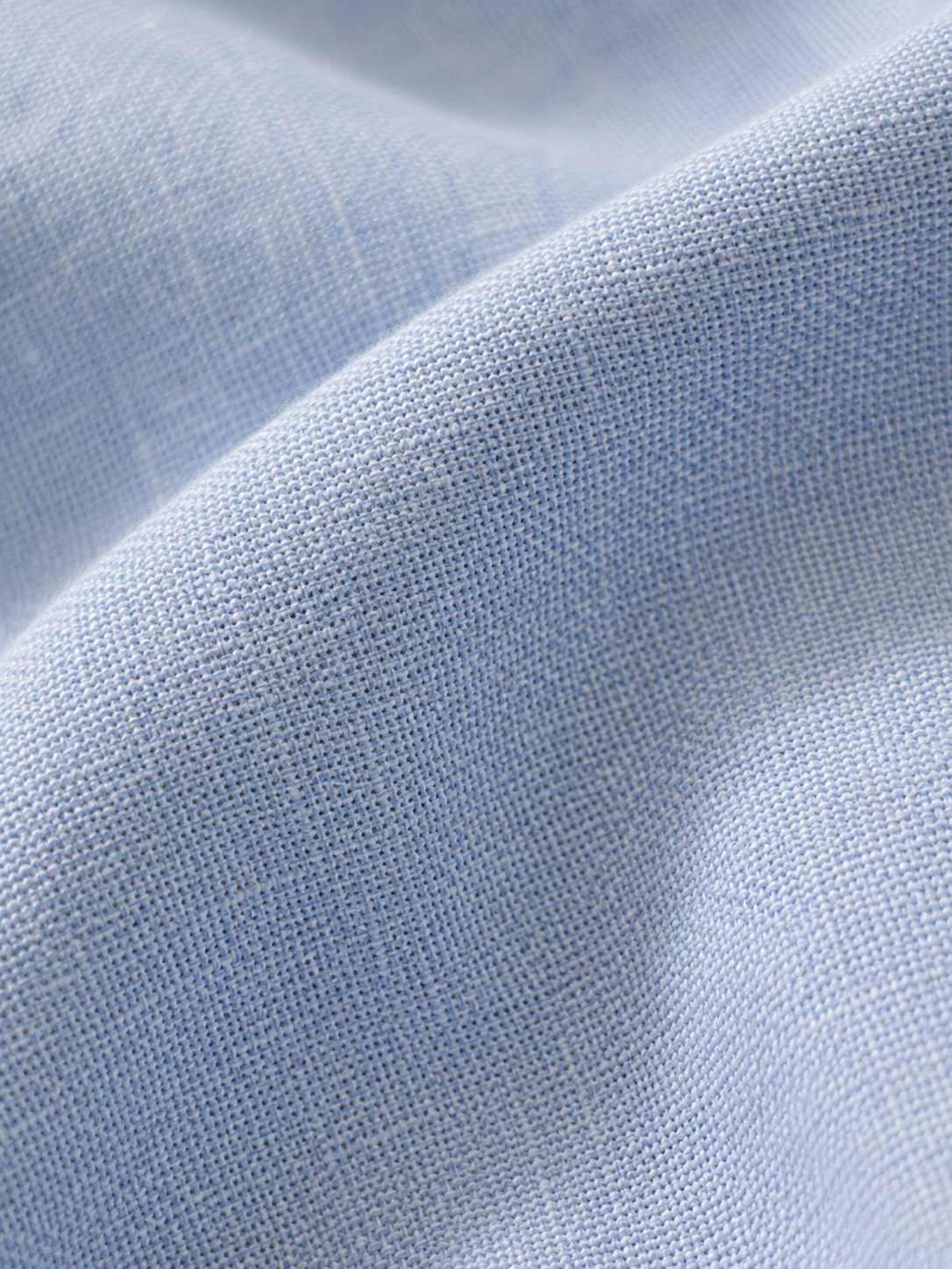 Men Light Blue Linen Band Collar Shirt