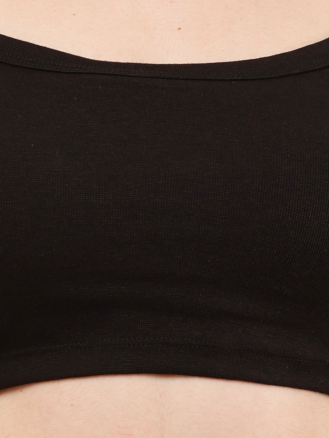 Women Black Sleeveless Square Neck Crop Top