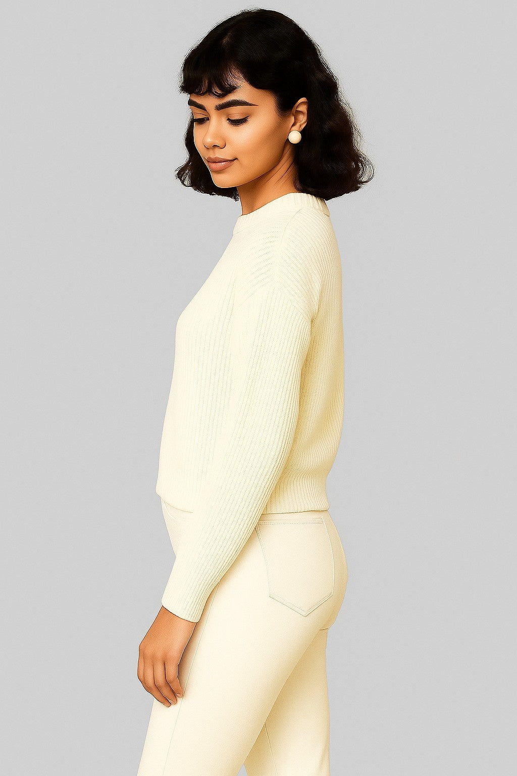 Women White Full Sleeve Sweater