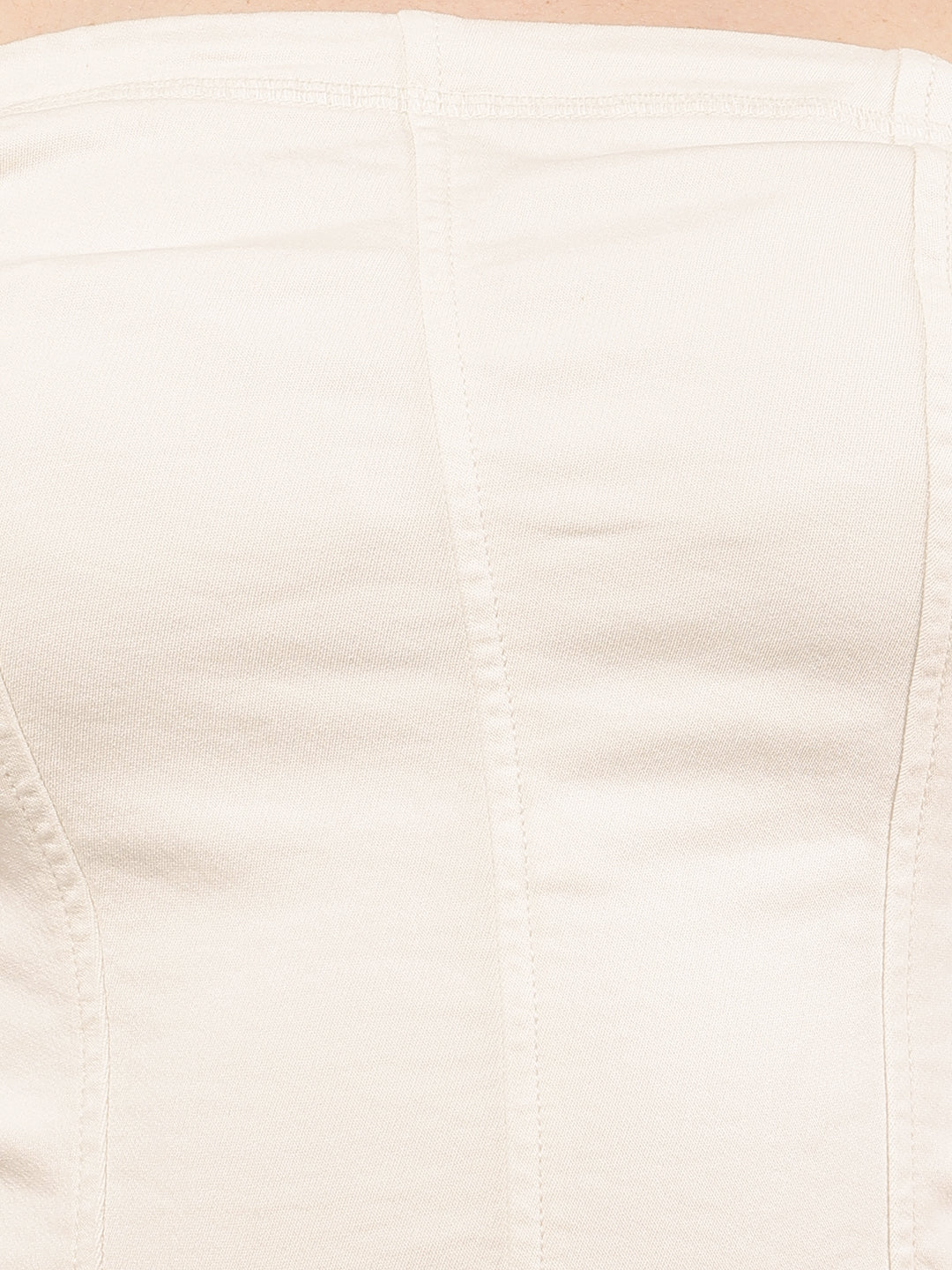 Women Cream Off-Shoulder Sleeveless Tube Top