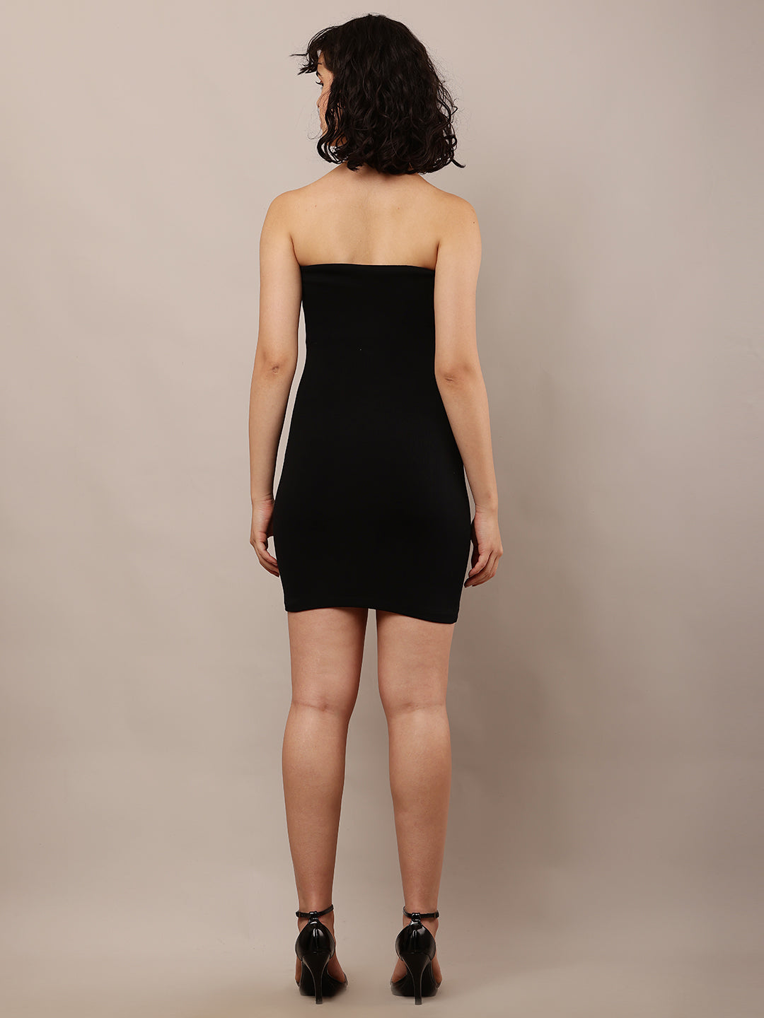 Women Sleeveless Black Off-Shoulder Bodycon Dress