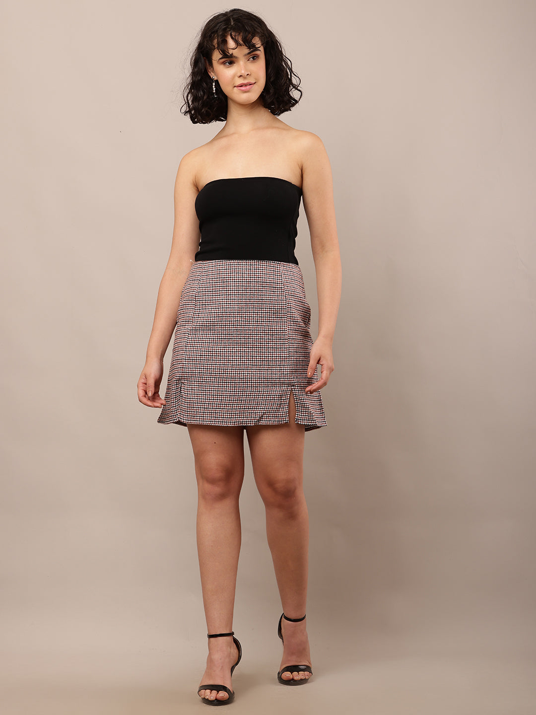 Women Zip and Hook Mini Length Multicolour Skirt