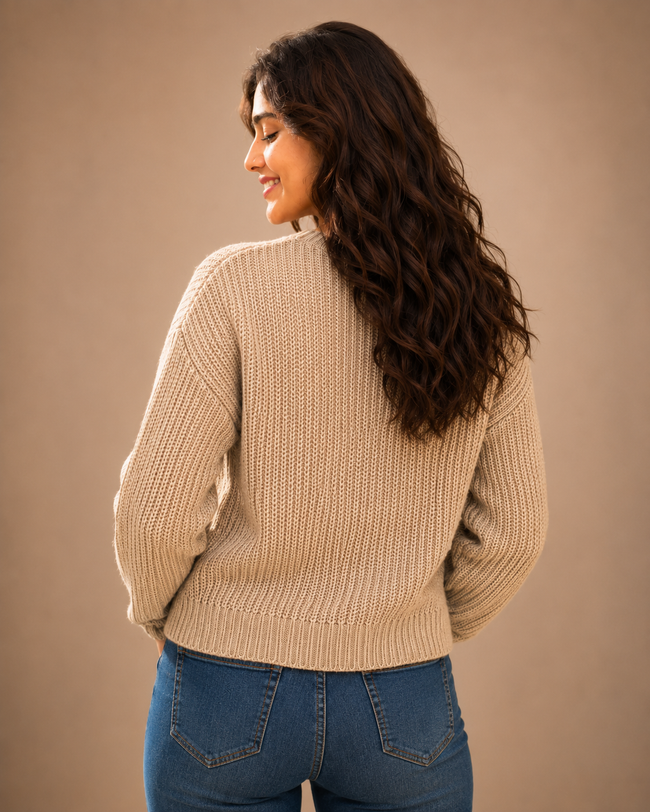 Women Brown Acrylic Sweater