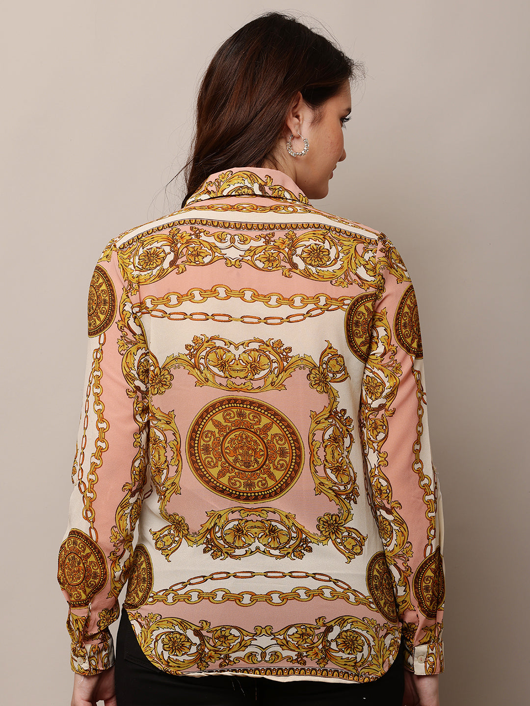 Women Printed Multicolour Shirt with Full Sleeves