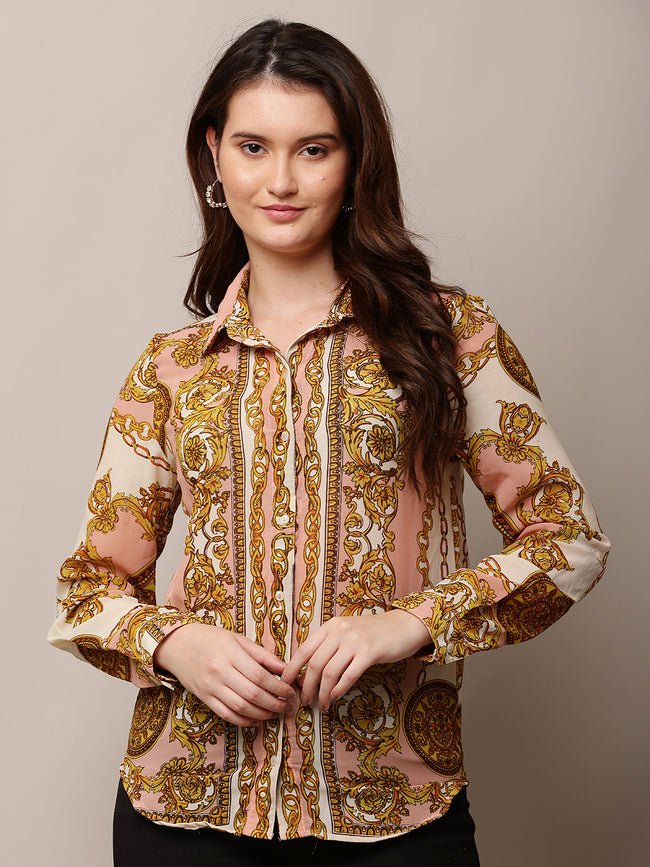 Women Printed Multicolour Shirt with Full Sleeves