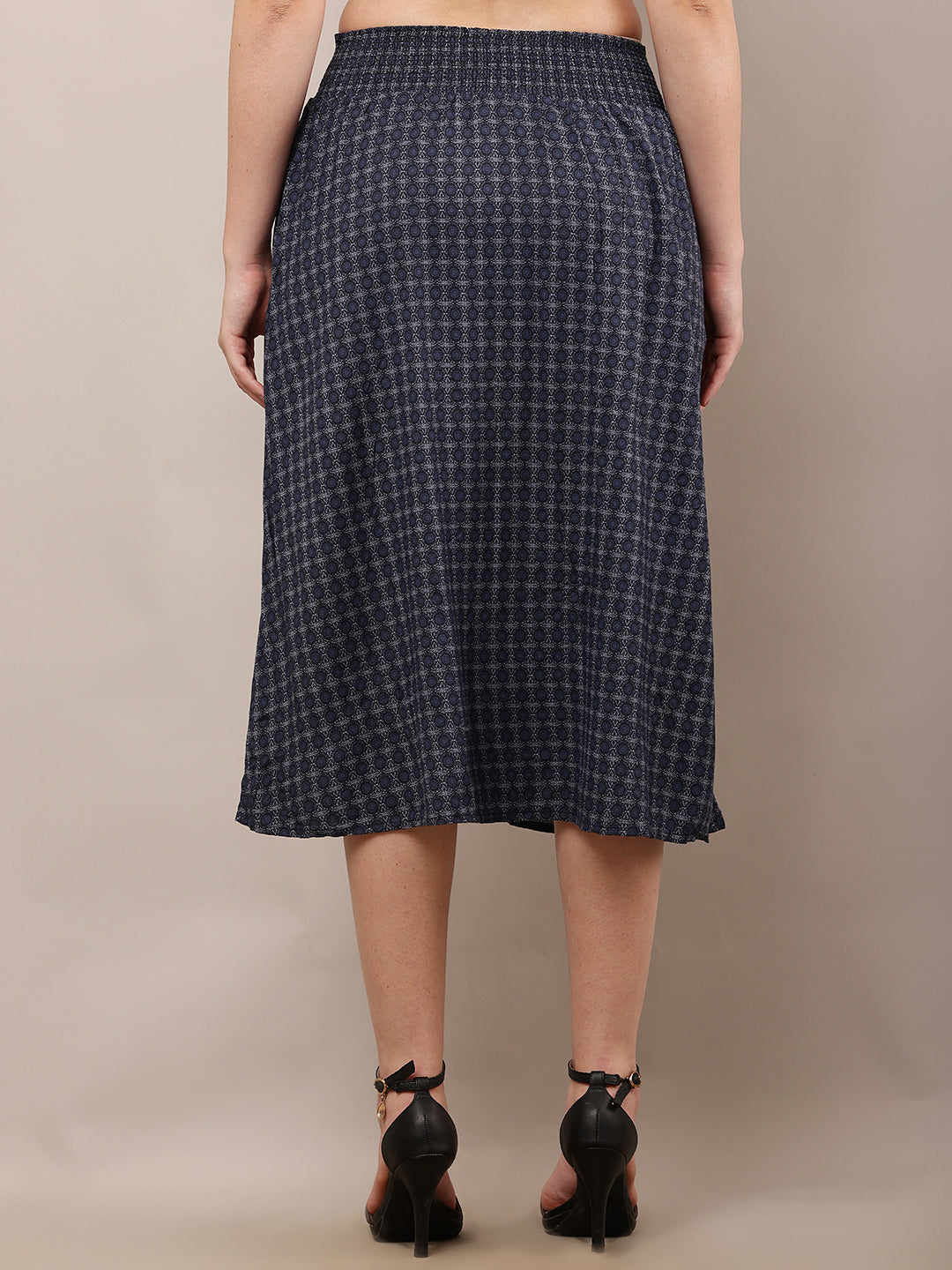 Women Blue A-Line Printed Skirt