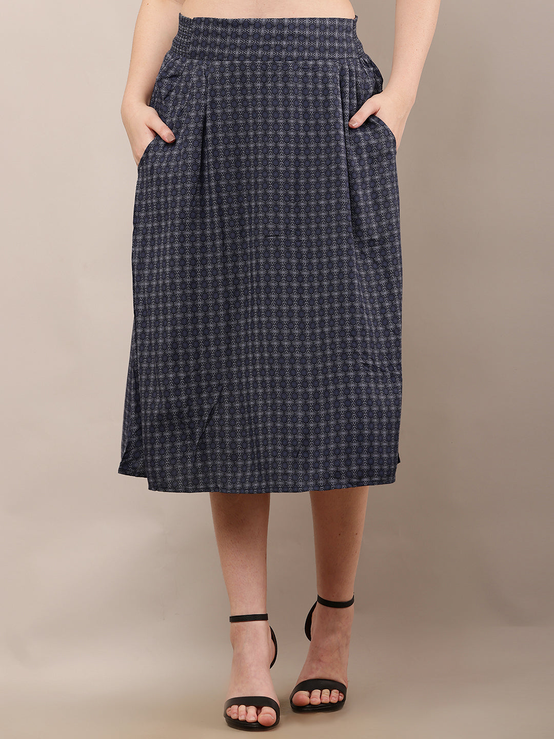 Women Blue A-Line Printed Skirt