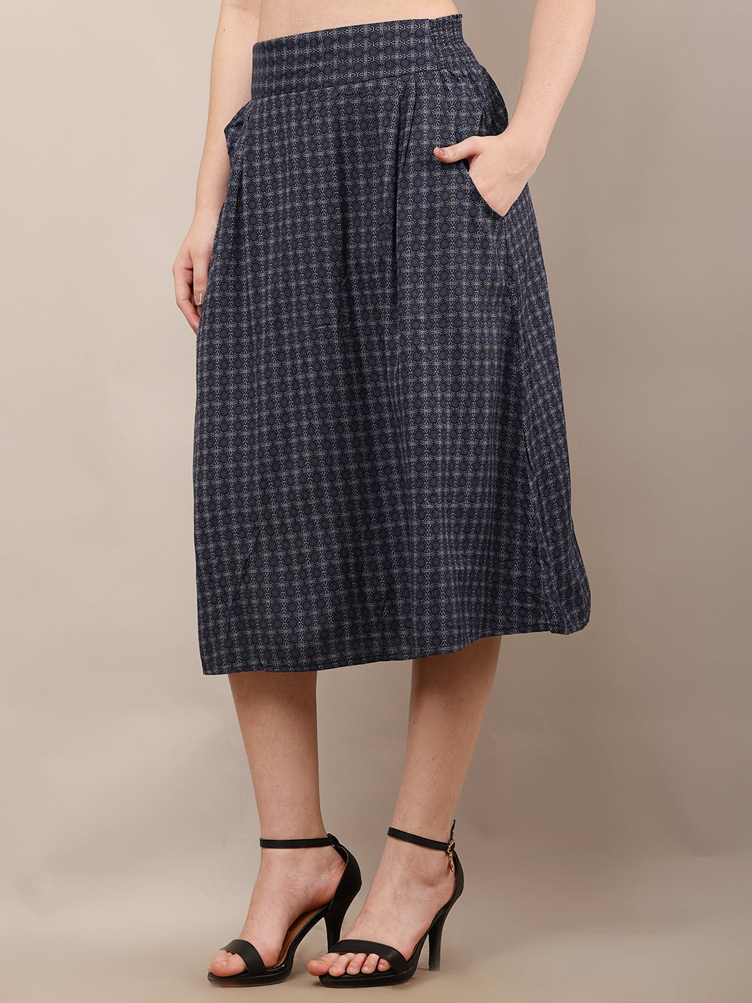 Women Blue A-Line Printed Skirt