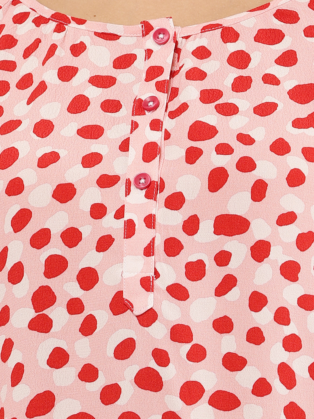 Women Pink Polka Dot Viscose Top