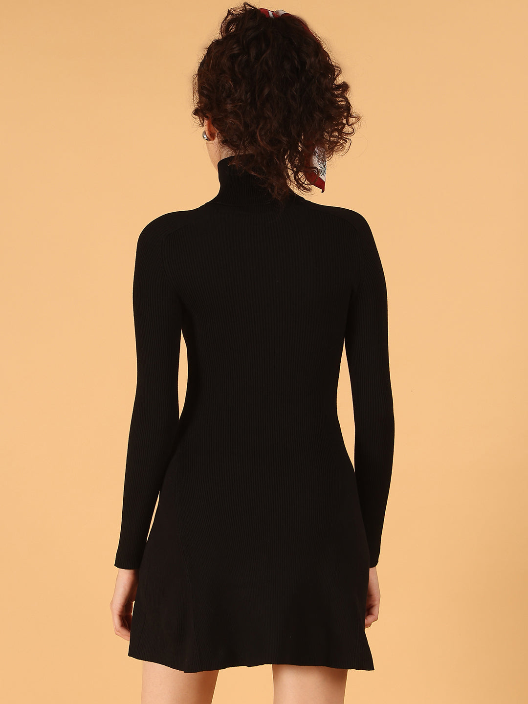 Women Black Ribbed Bodycon Mini Dress