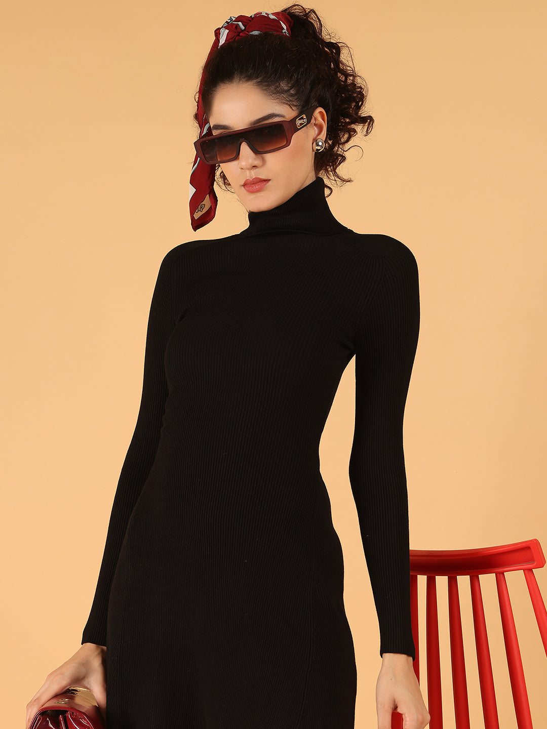Women Black Ribbed Bodycon Mini Dress