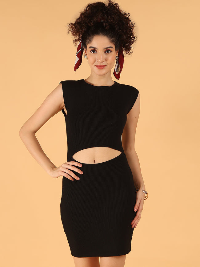 Women Black Cut-Out Sleeveless Bodycon Dress