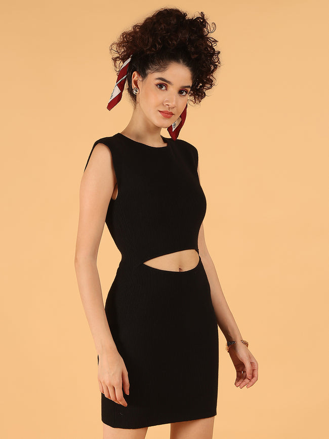 Women Black Cut-Out Sleeveless Bodycon Dress