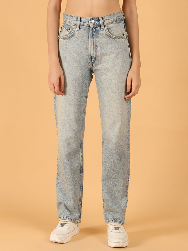 Women Blue High-Rise Straight Denim Jeans