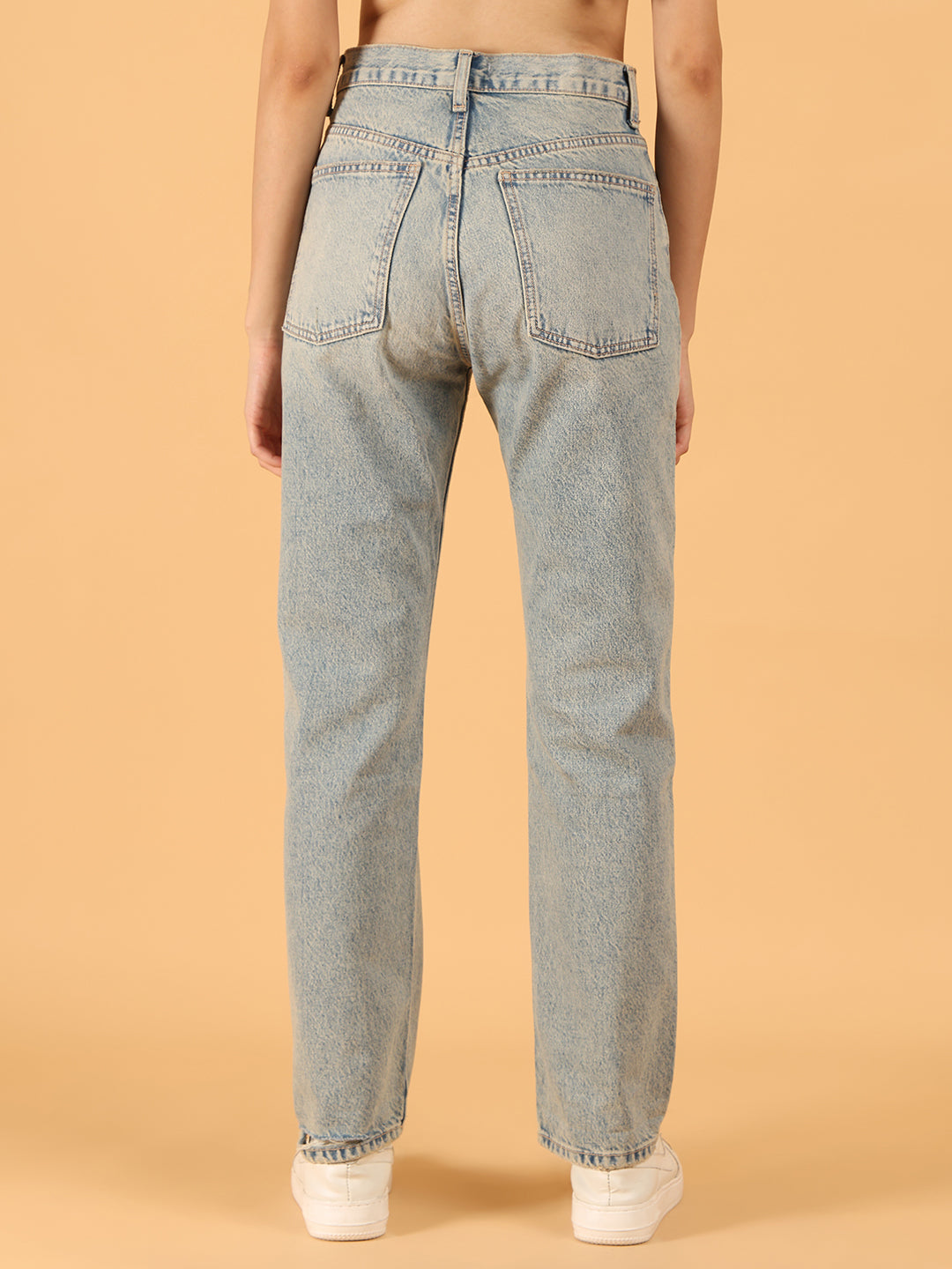 Women Blue High-Rise Straight Denim Jeans