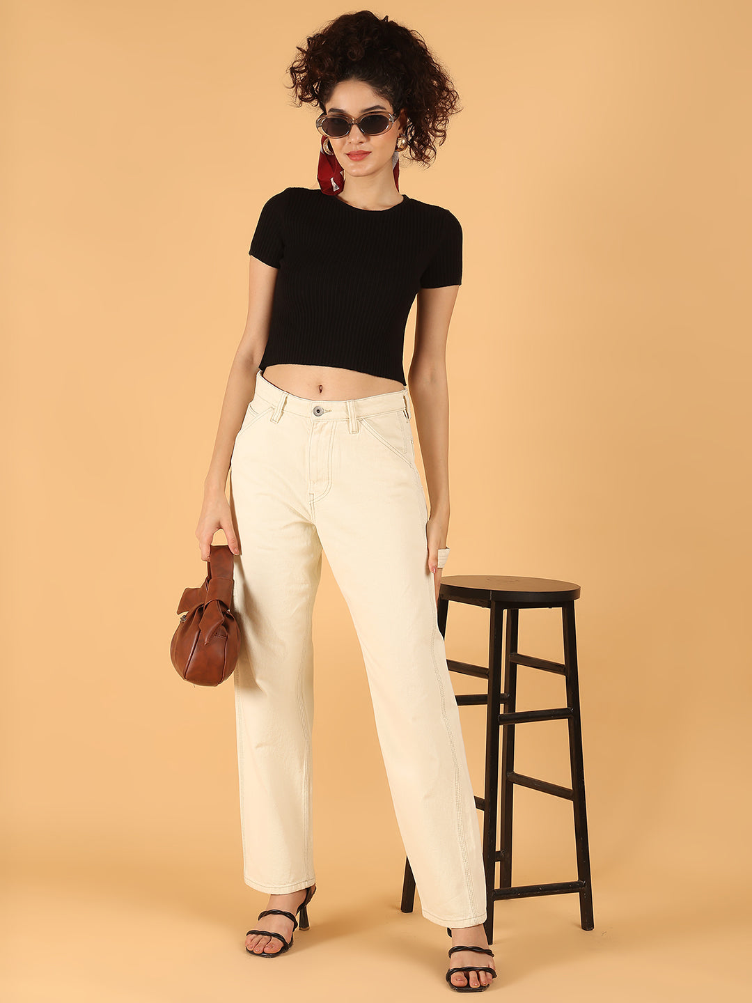 Women White Cotton Utility Straight Fit Pants