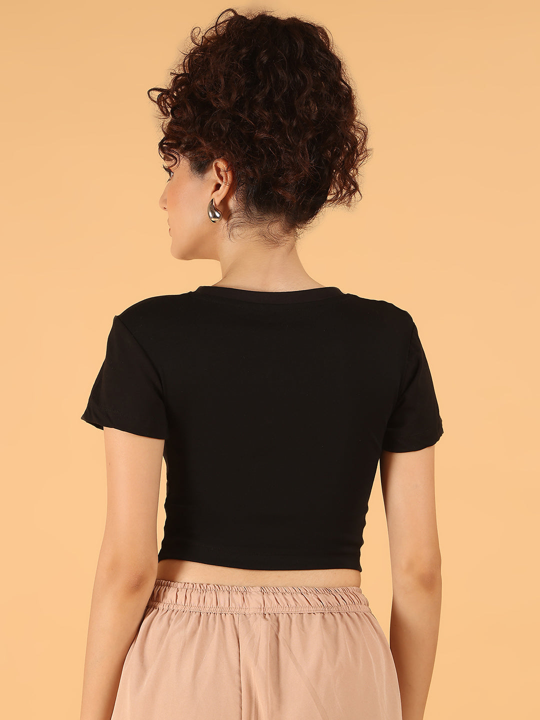 Women Black Graphic Los Angeles Crop Top