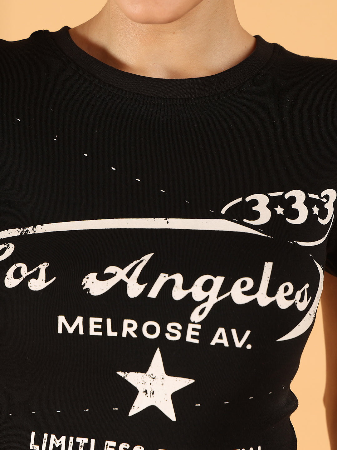 Women Black Graphic Los Angeles Crop Top