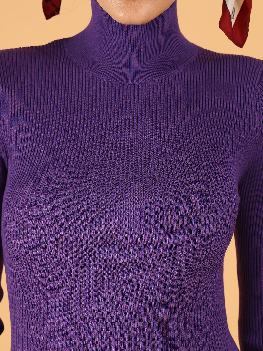Women Purple Bodycon Dress with Ruffled Hem