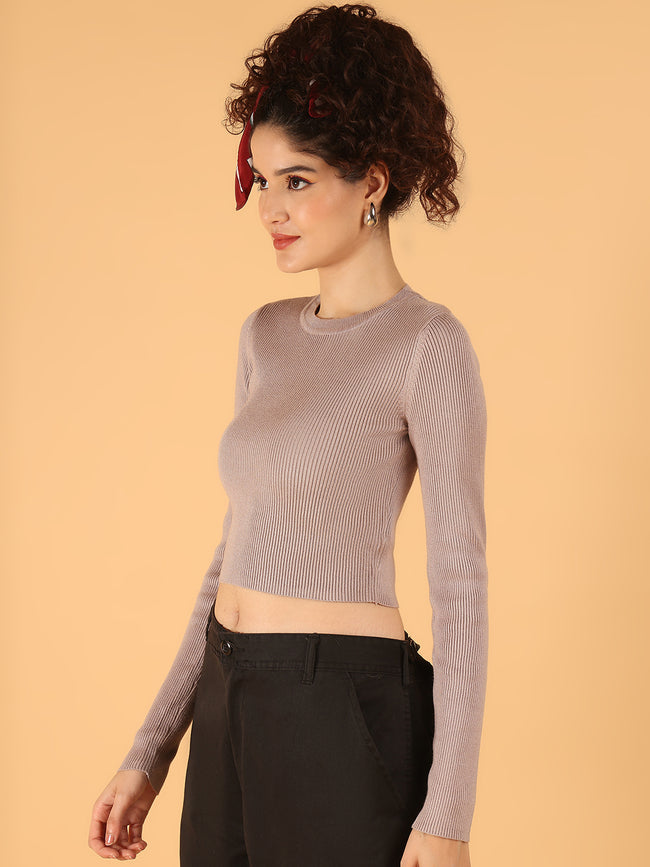 Women Cedar Ribbed Stretchable Knit Sweater