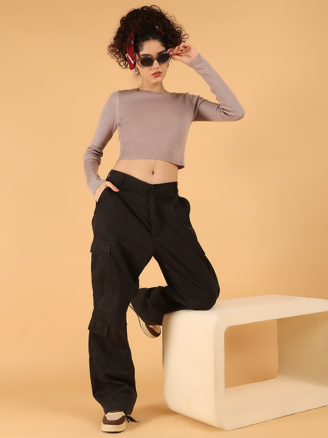 Women Cedar Ribbed Stretchable Knit Sweater