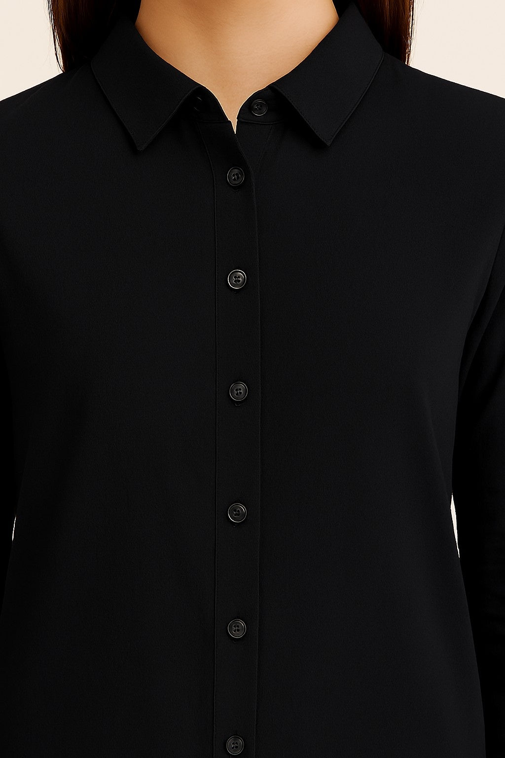 Women Black Cotton Longline Shirt Tunic