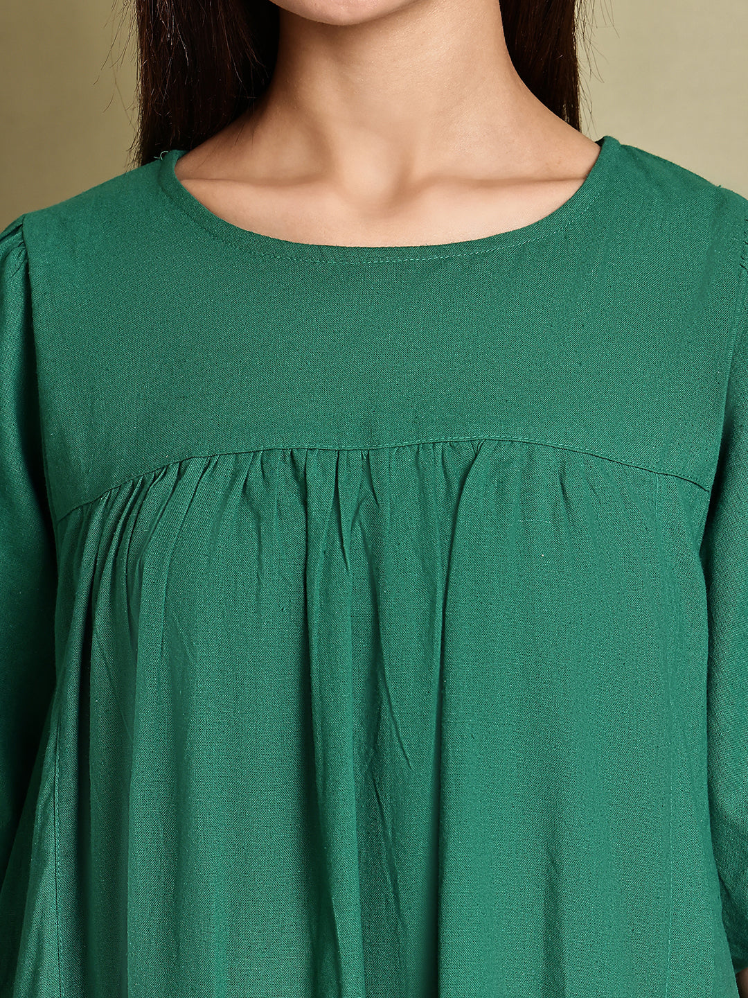 Women Green Cotton Maxi Dress