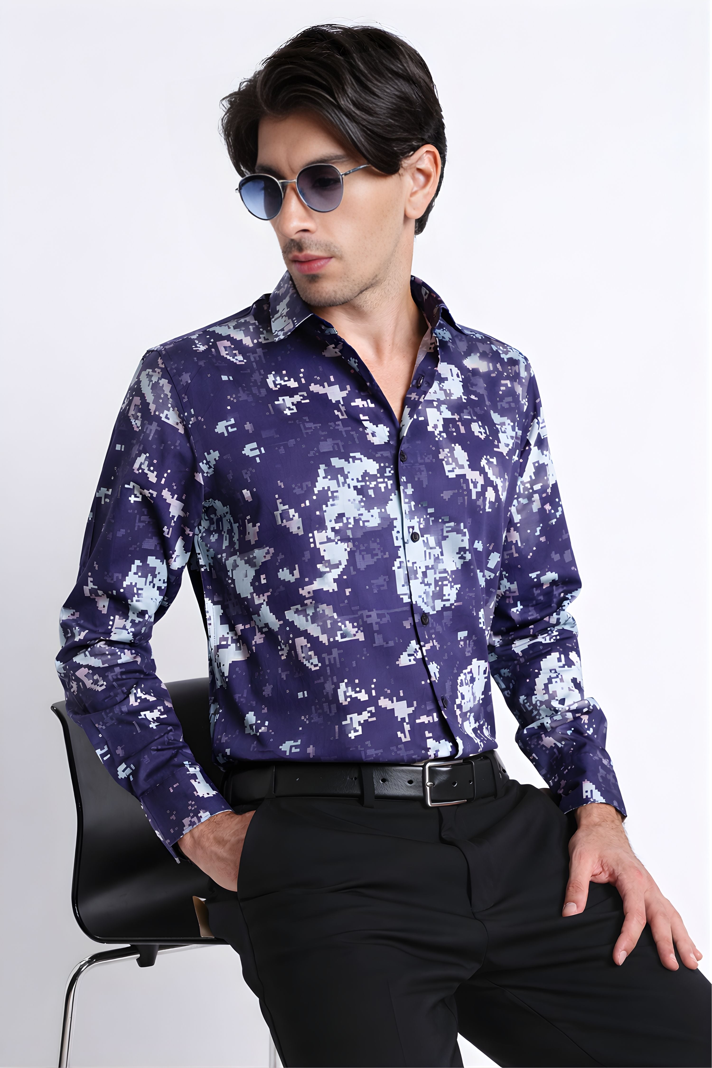 Men Refined Floral Digital Print Shirt