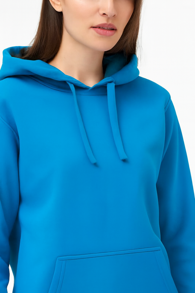 Women Blue Solid Pullover Sweatshirt
