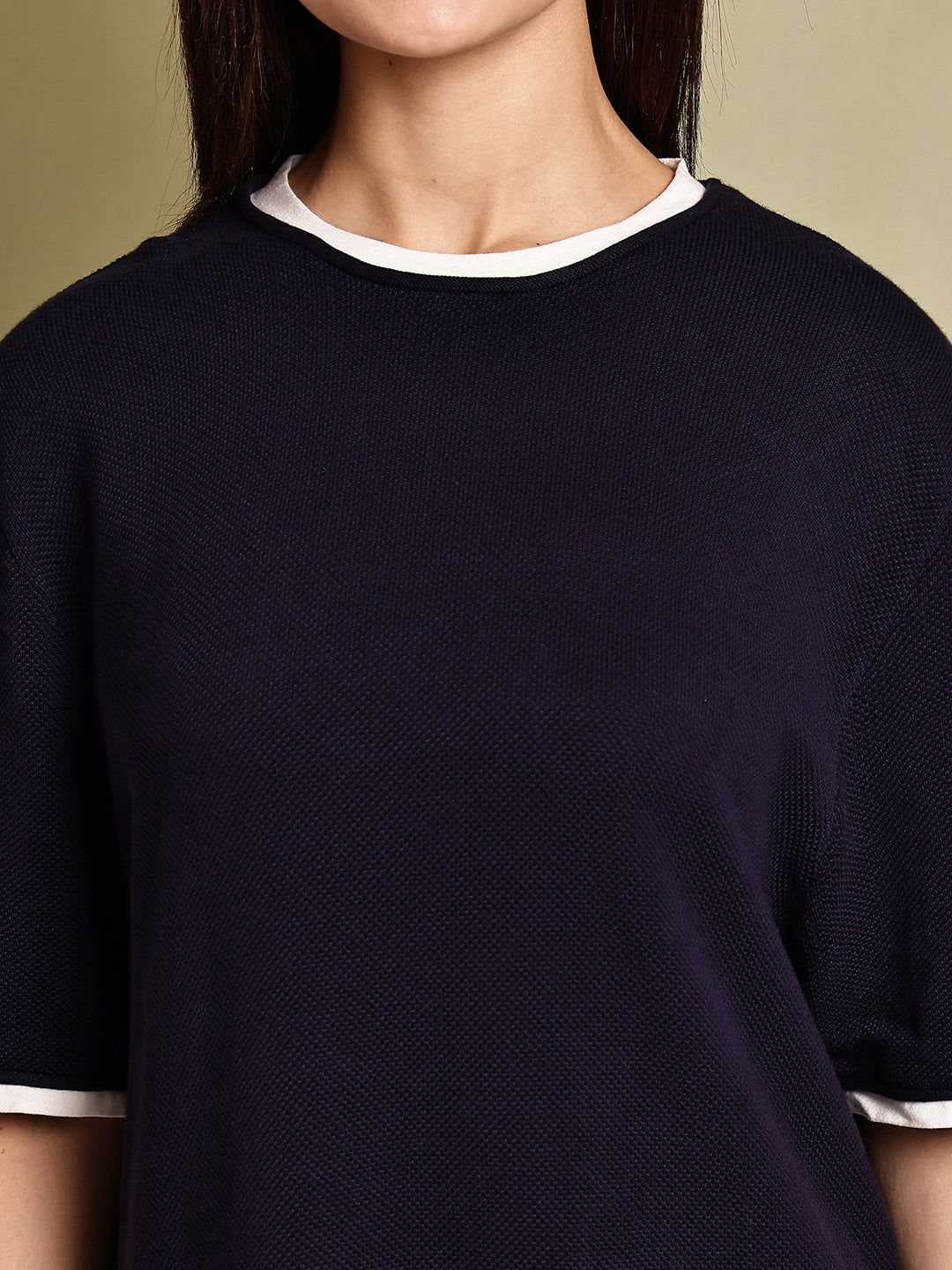 Women Blue Cotton Mini Shift Dress
