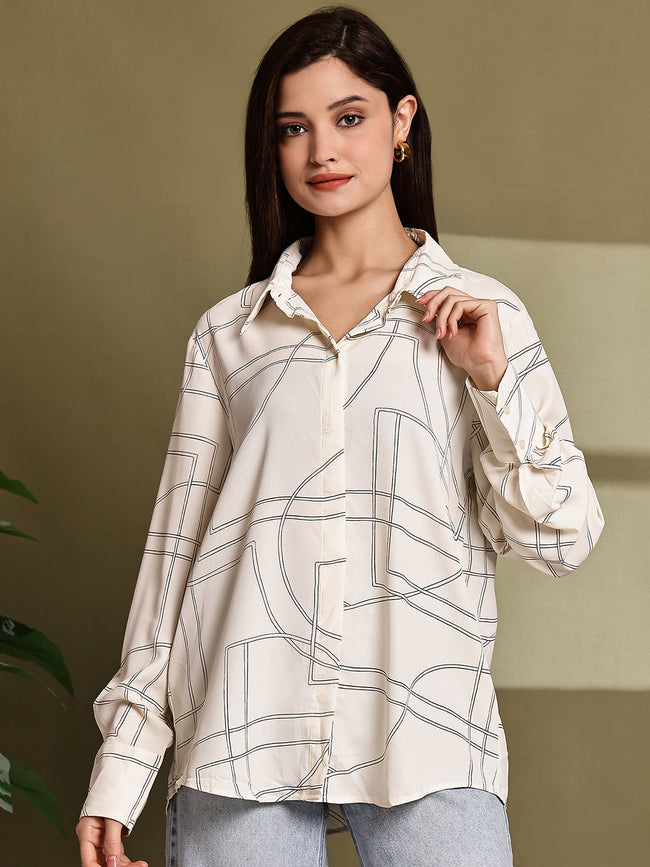 Women White Polyester Shirt