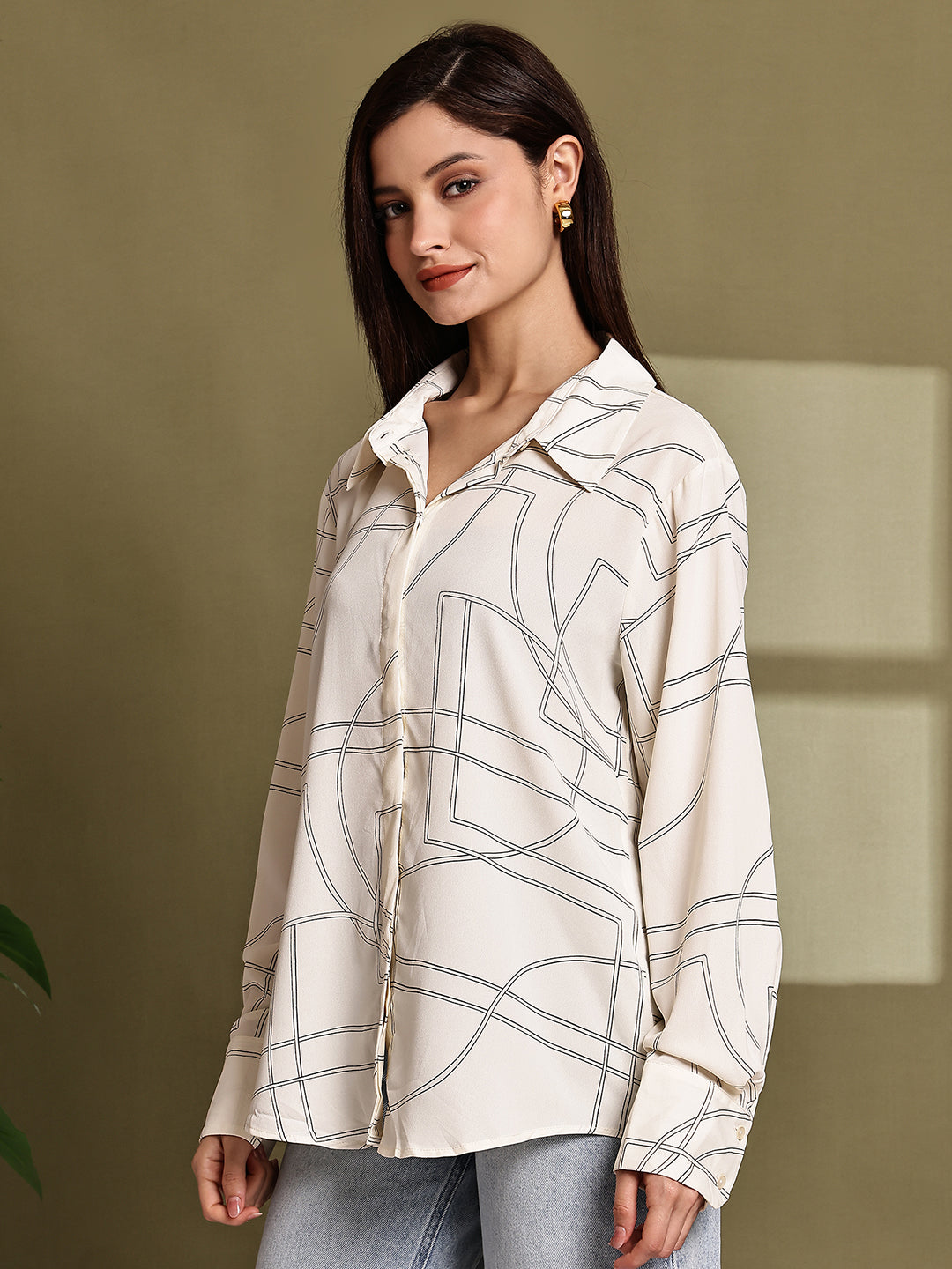 Women White Polyester Shirt