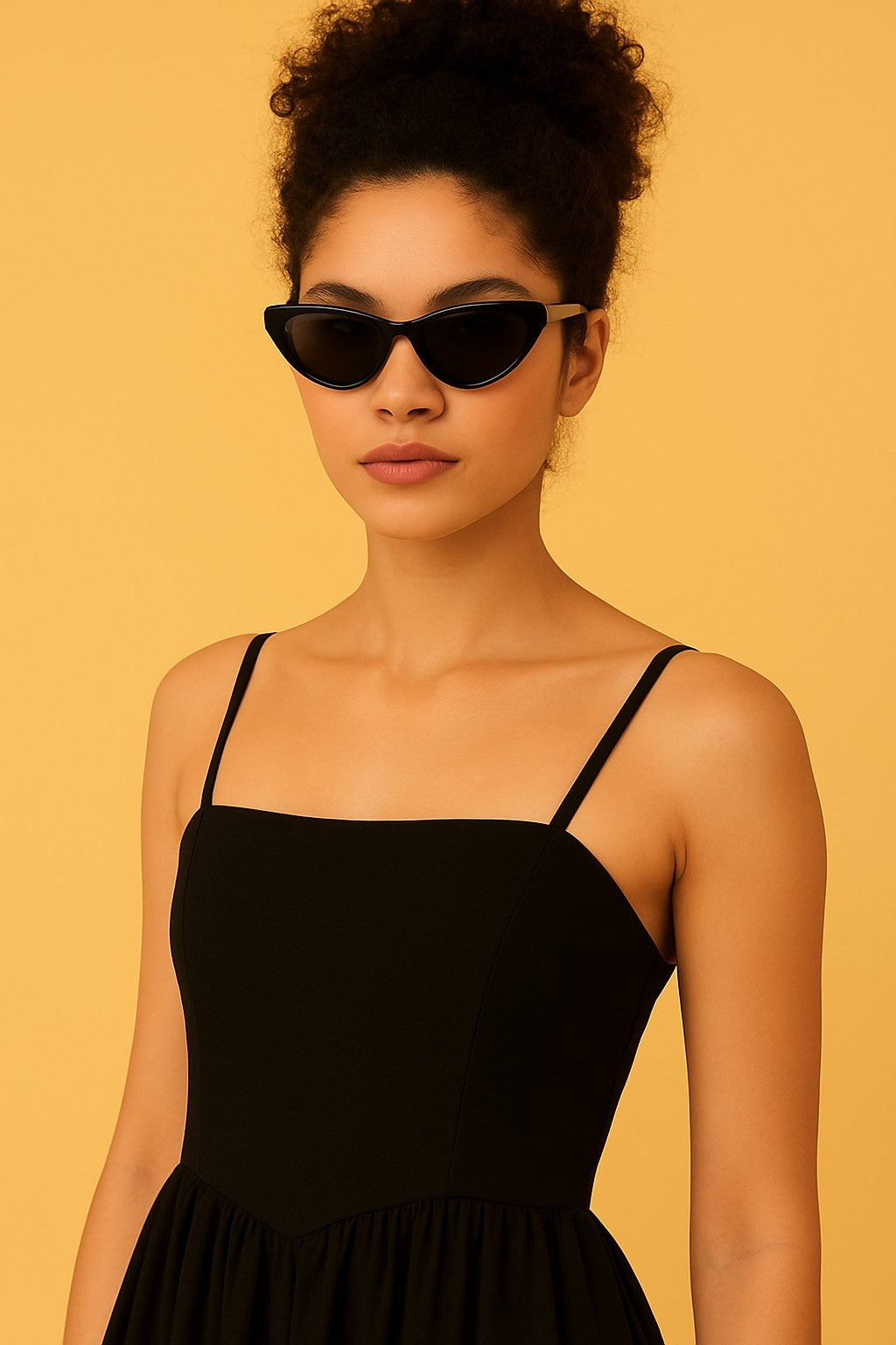 Women Cotton Black Balloon Dress