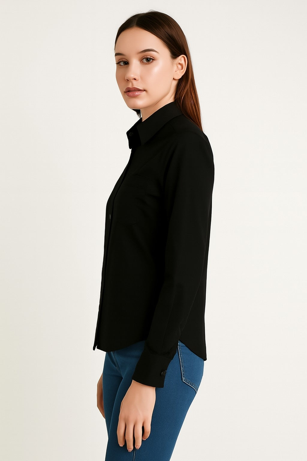 Women Cotton Black Classic Shirt