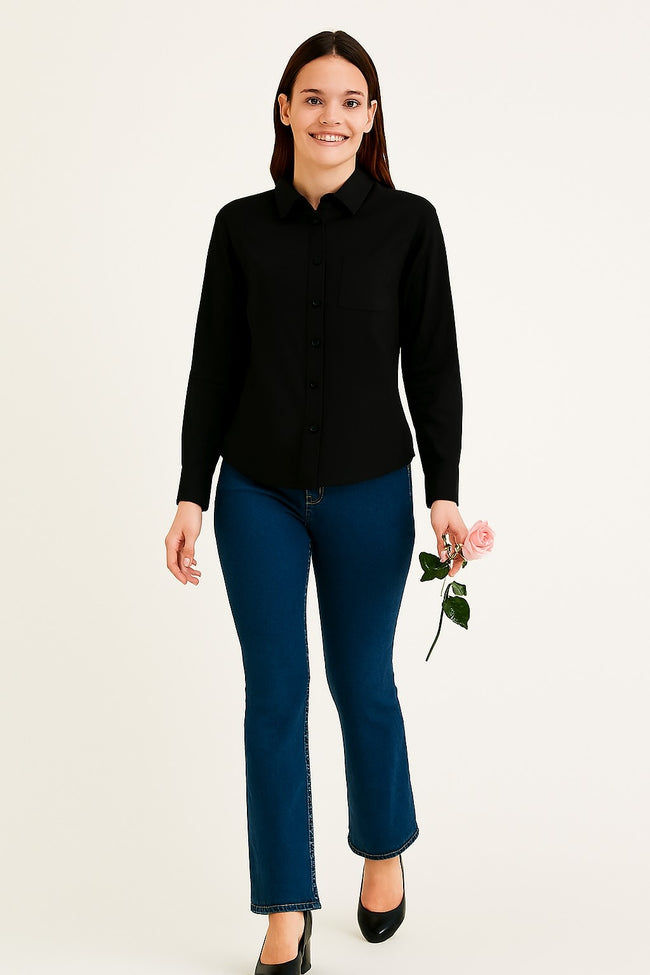 Women Cotton Black Classic Shirt