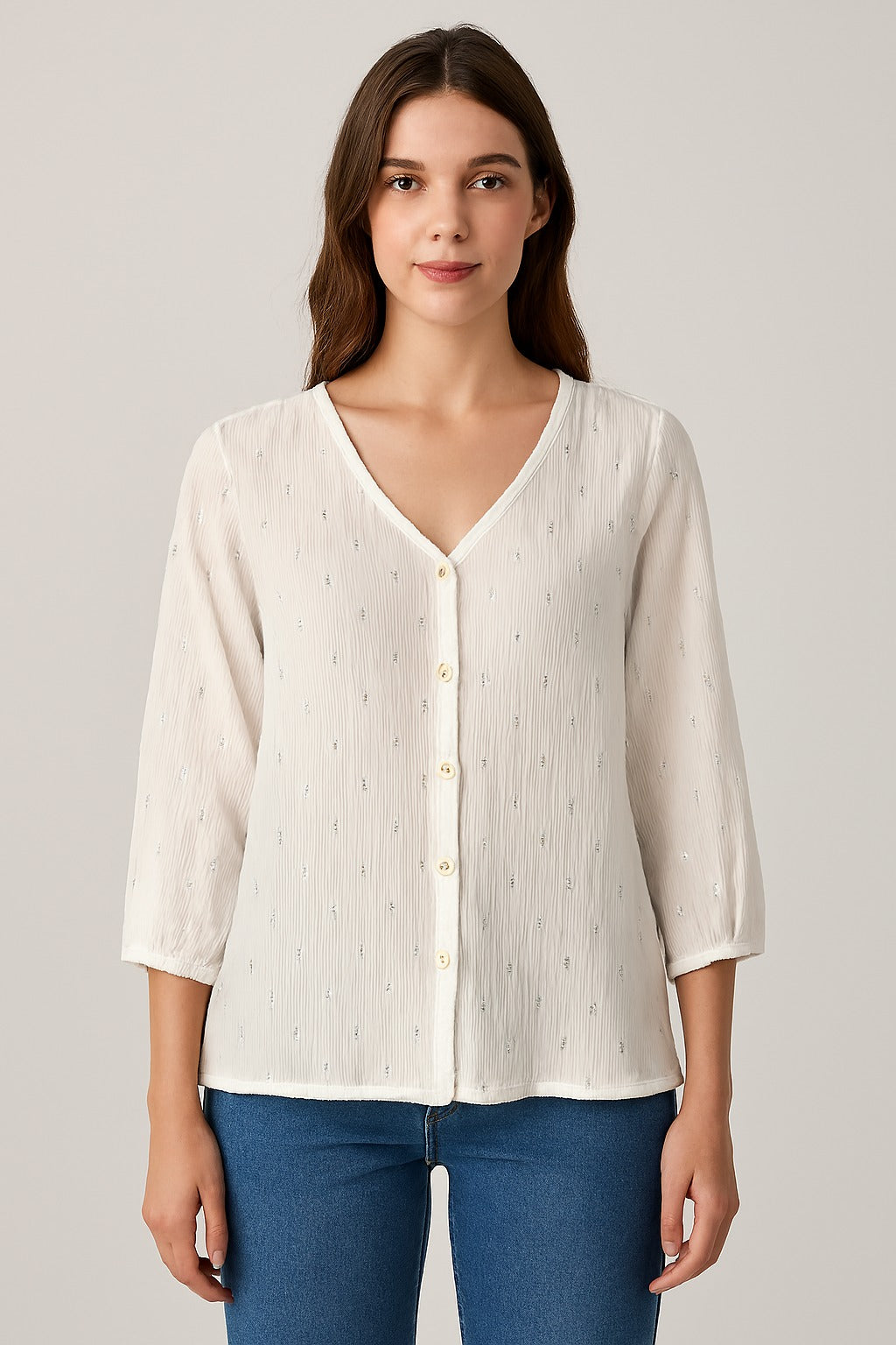 Women White Viscose Linen Shirt