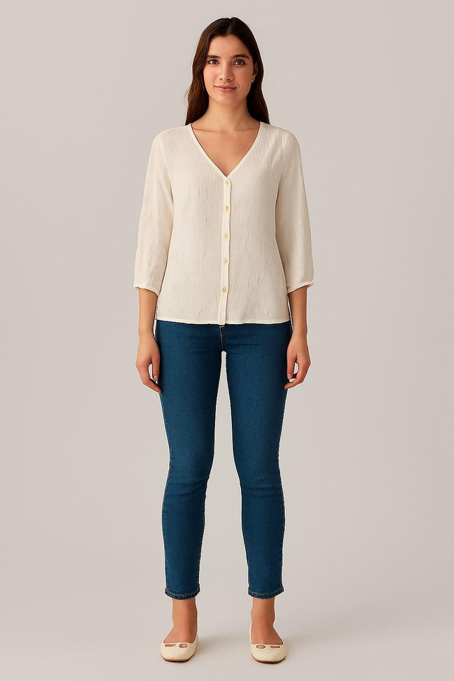 Women White Viscose Linen Shirt