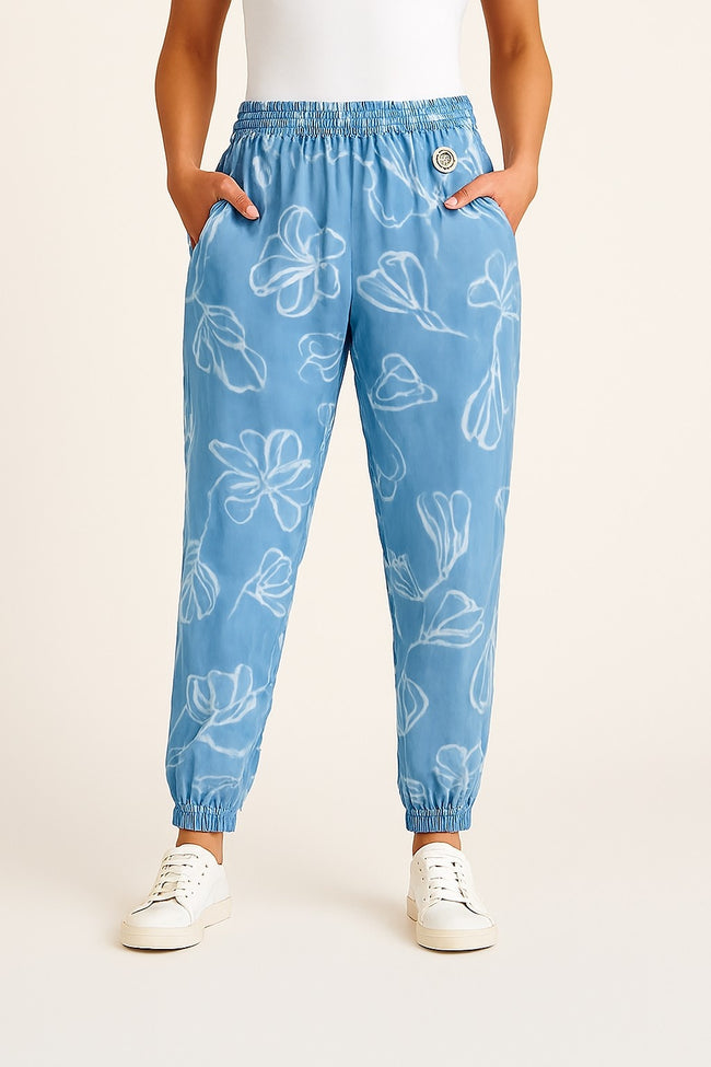 Women Blue Cotton Jogger Pants