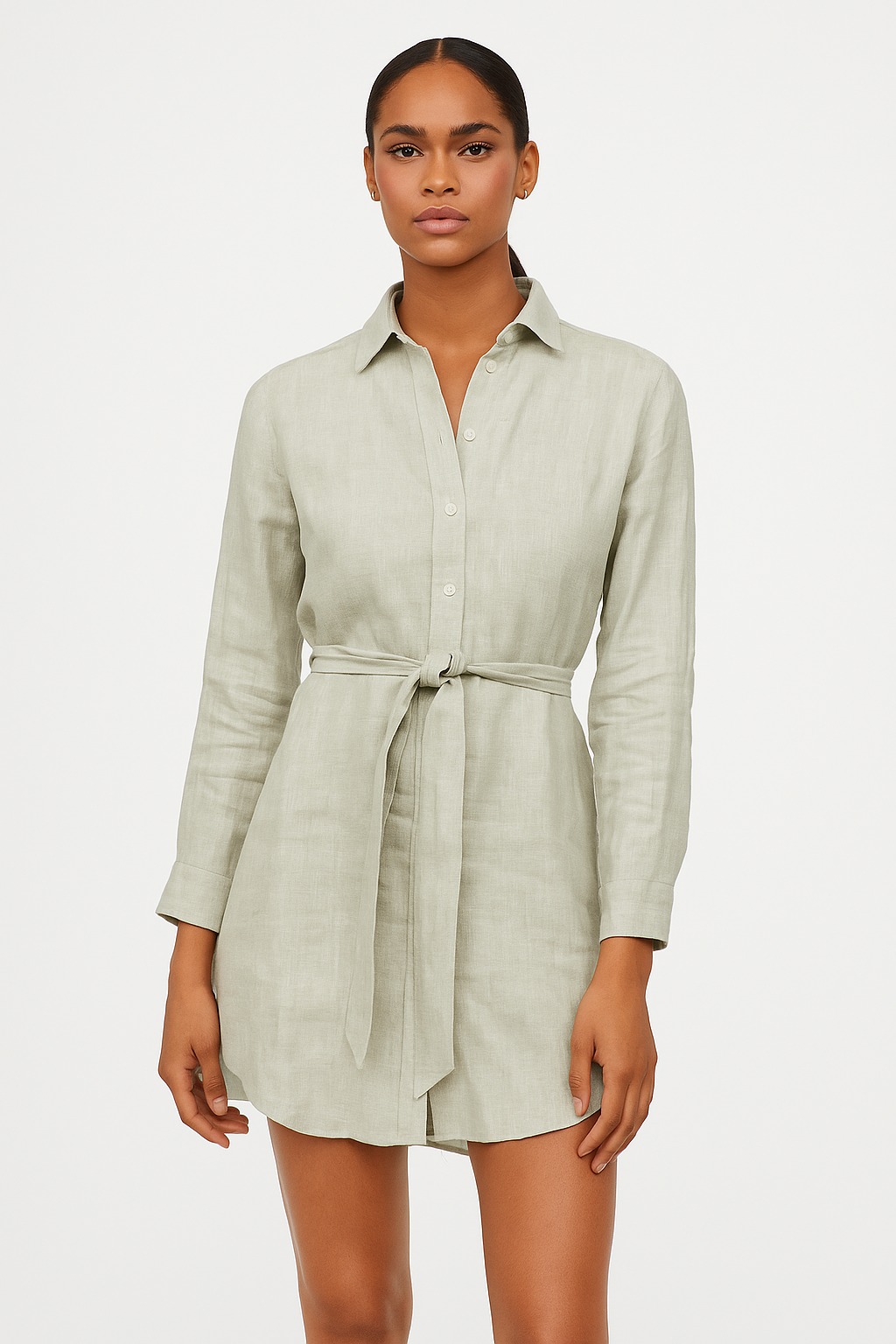 Women Grey Cotton Shirt Dress