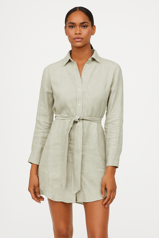 Women Grey Cotton Shirt Dress